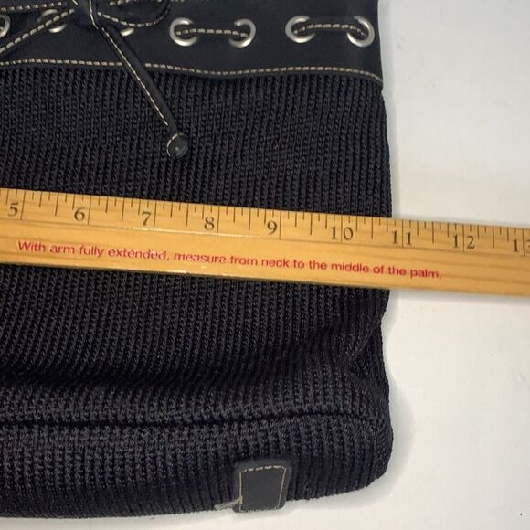 The Sak Black Open Crochet Mesh Eyelet Drawstring Dual Handle Satchel Bag - Picture 8 of 10